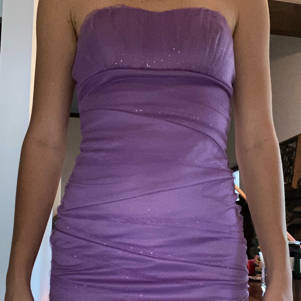 purple mini homecoming dress